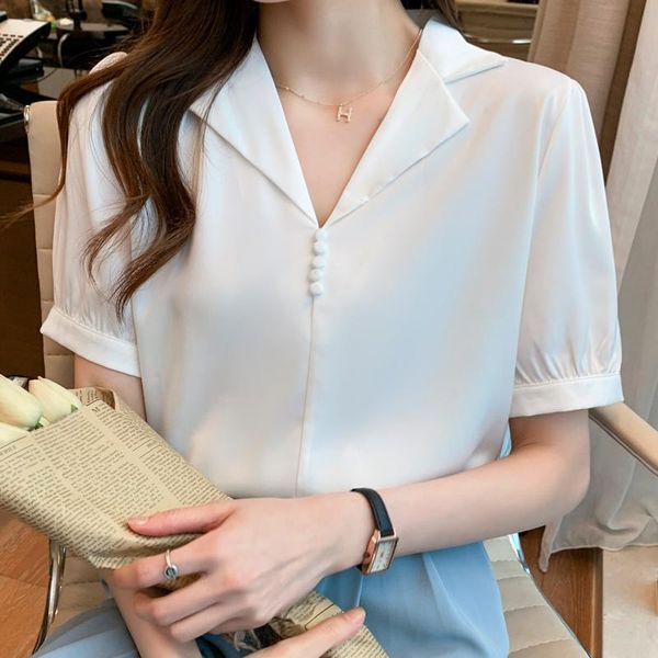 women's blouses & shirts 2021 summer style korean temperament suit collar solid color casual short-sleeved chiffon shirt blouse, White
women's blouses & shirts 2021 summer style korean temperament suit collar solid color casual short-sleeved chiffon shirt blouse, White