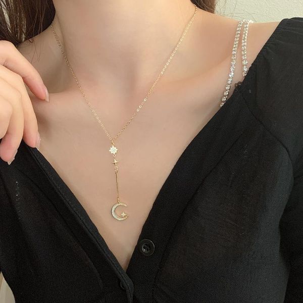 pendant necklaces elegant sparkly cz zircon moon star necklace for women girls metallic thin chain accessories gifts, Silver
pendant necklaces elegant sparkly cz zircon moon star necklace for women girls metallic thin chain accessories gifts, Silver