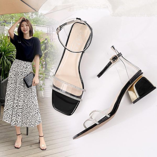 sandals crystal clear band gladiator women slippers thick plated heels summer modern shoes transparent cover sandalias, Black
sandals crystal clear band gladiator women slippers thick plated heels summer modern shoes transparent cover sandalias, Black