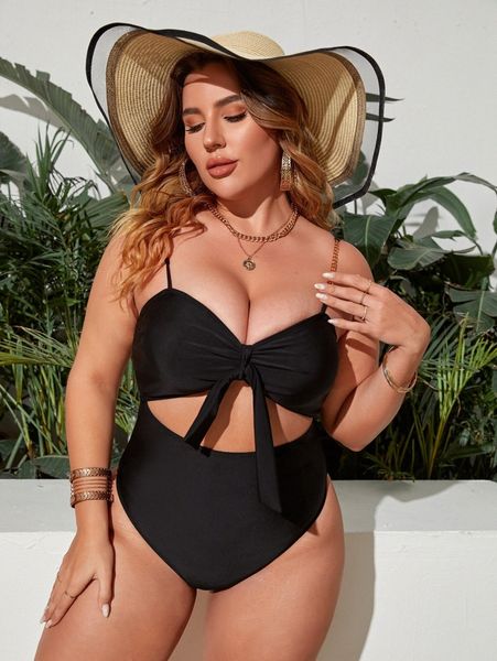 plus chain linked knot front one piece swimsuit w3nq#, Black
plus chain linked knot front one piece swimsuit w3nq#, Black