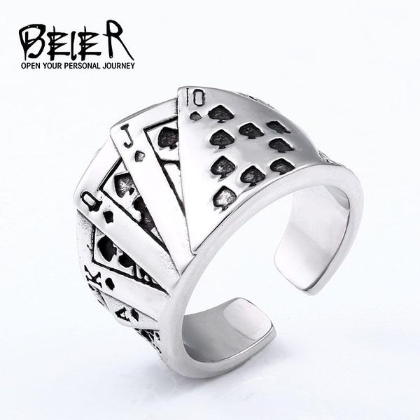 cluster rings beier 316l stainless steel stylish adjustable flush men's ring classic poker rock jewelry gift br8-713, Golden;silver
cluster rings beier 316l stainless steel stylish adjustable flush men's ring classic poker rock jewelry gift br8-713, Golden;silver