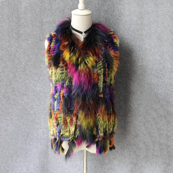 women's fur & faux multi-color lady real knitted vest waistcoat raccoon collar with tassels women gilet outerwear lf5061, Black
women's fur & faux multi-color lady real knitted vest waistcoat raccoon collar with tassels women gilet outerwear lf5061, Black