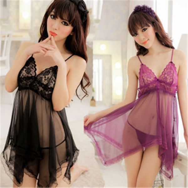 underwear temptation suit women's transparent sling lace mesh dress large size pajamas, Black;white
underwear temptation suit women's transparent sling lace mesh dress large size pajamas, Black;white