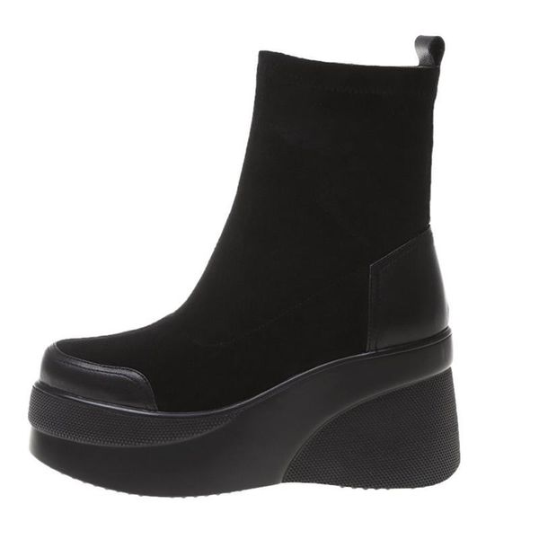 boots winter ankle platform shoes for woman fashion slip on round toe goth consice flat short knee high boot, Black
boots winter ankle platform shoes for woman fashion slip on round toe goth consice flat short knee high boot, Black