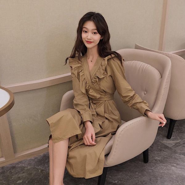 casual dresses women's clothing fashion brand sweet korean style long vestidos spring autumn full sleeve v-neck ruffles tie rope, Black;gray
casual dresses women's clothing fashion brand sweet korean style long vestidos spring autumn full sleeve v-neck ruffles tie rope, Black;gray