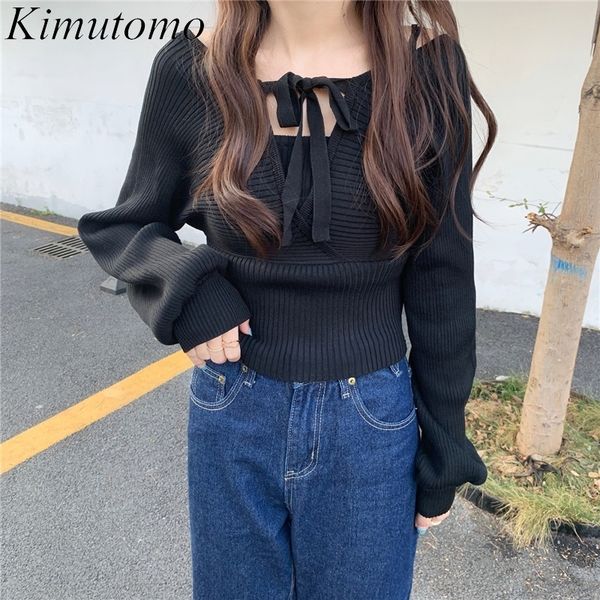 kimutomo women fake two piece sweater korea chic fashion short ladies v-neck lace up knitted pullovers spring 210521, White;black
kimutomo women fake two piece sweater korea chic fashion short ladies v-neck lace up knitted pullovers spring 210521, White;black