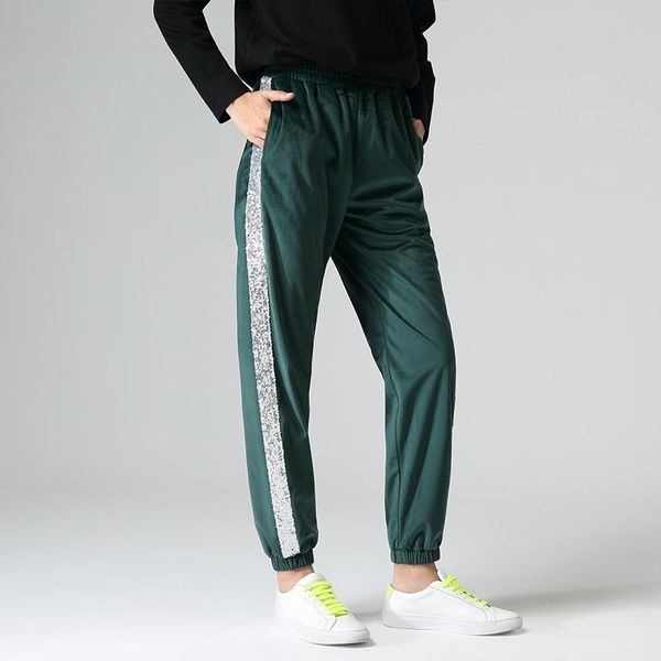 women's pants & capris toyouth women fashion side stitching sequins 2021 elastic waist harem female casual trousers, Black;white
women's pants & capris toyouth women fashion side stitching sequins 2021 elastic waist harem female casual trousers, Black;white