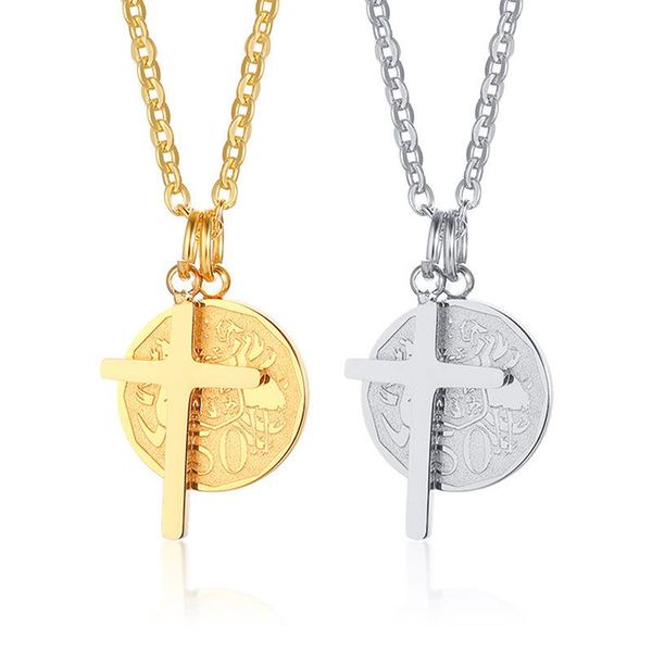 pendant necklaces titanium steel necklace cross elizabeth head coin accessory gold ladies n00831, Silver
pendant necklaces titanium steel necklace cross elizabeth head coin accessory gold ladies n00831, Silver