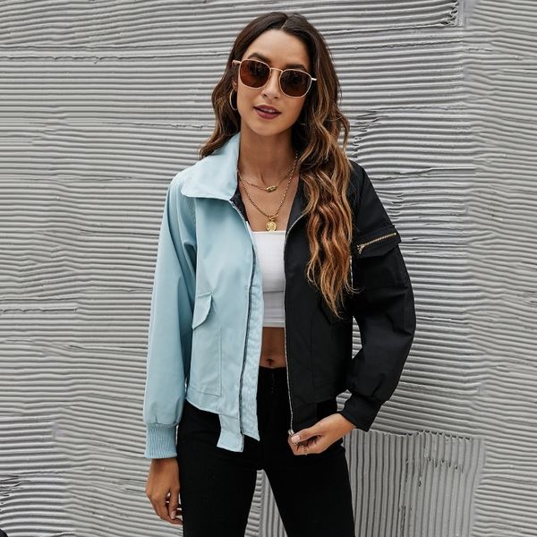 autumn 2021 black blue contrast stitched jacket casual jacket multi pocket fashion small coat, Black;red
autumn 2021 black blue contrast stitched jacket casual jacket multi pocket fashion small coat, Black;red