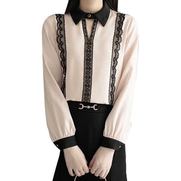 women's spring autumn style chiffon blouses shirt elegant long sleeve turn-down collar lace patchwork df3856 210609, White
women's spring autumn style chiffon blouses shirt elegant long sleeve turn-down collar lace patchwork df3856 210609, White