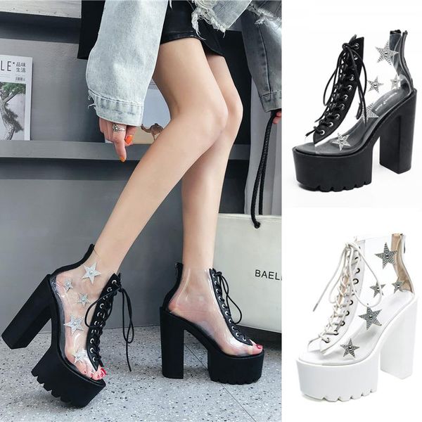transparent boots women's waterproof platform super high heel short thick-soled heels roman sandals slippers, Black
transparent boots women's waterproof platform super high heel short thick-soled heels roman sandals slippers, Black