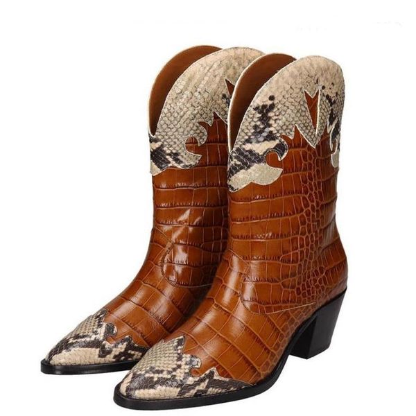 boots retro cowboy style short female snake print stitching mid-heel thick heel low pointed toe women's, Black
boots retro cowboy style short female snake print stitching mid-heel thick heel low pointed toe women's, Black
