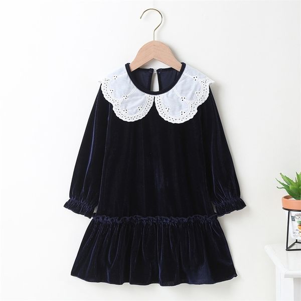 autumn winter girls dress long sleeve peter pan collar dark blue solid cute sweet girls baby vestidos 2-6t 211224, Red;yellow
autumn winter girls dress long sleeve peter pan collar dark blue solid cute sweet girls baby vestidos 2-6t 211224, Red;yellow