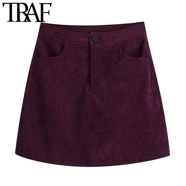traf women fashion side pockets corduroy mini skirt vintage high waist zipper fly female skirts mujer 210415, Black
traf women fashion side pockets corduroy mini skirt vintage high waist zipper fly female skirts mujer 210415, Black