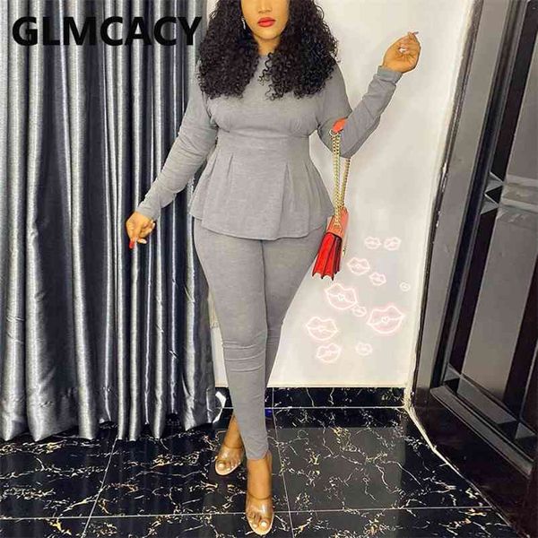 women casual two pieces solid tracksuits long sleeve peplum shirt and skinny pants set 210727, White
women casual two pieces solid tracksuits long sleeve peplum shirt and skinny pants set 210727, White