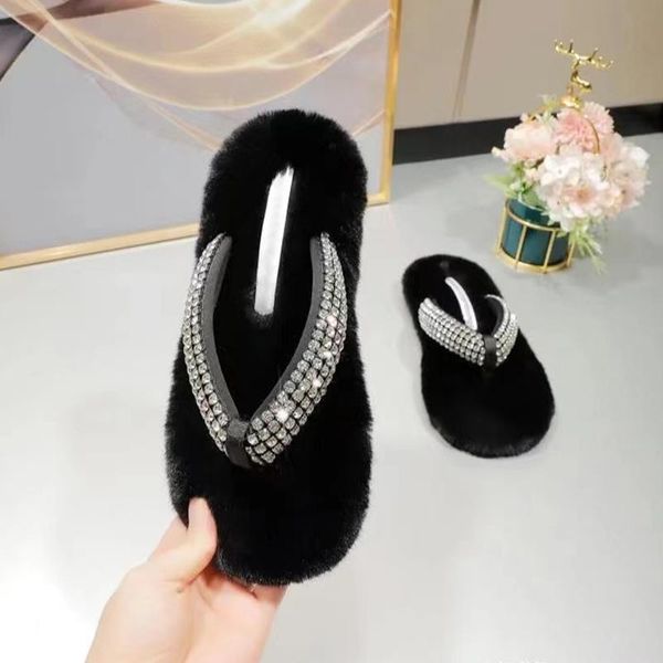 slippers fashion winter women thick-soled black rhinestones wool flip flops ladies casual flat shoes outer wear fluffy slides
slippers fashion winter women thick-soled black rhinestones wool flip flops ladies casual flat shoes outer wear fluffy slides