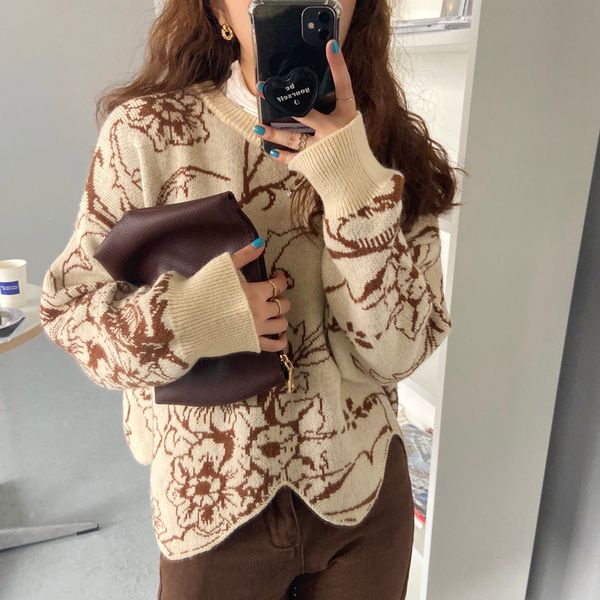alien kitty chic women irregular fashion retro o-neck knitwear floral printing sweater 2021 soft korean pullovers top, Black
alien kitty chic women irregular fashion retro o-neck knitwear floral printing sweater 2021 soft korean pullovers top, Black