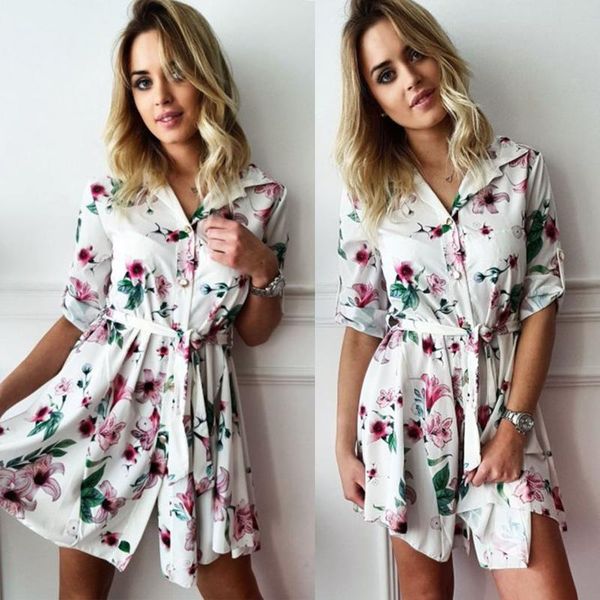 casual dresses women shirt dress evening party boho floral belt long sleeve ladies beach, Black;gray
casual dresses women shirt dress evening party boho floral belt long sleeve ladies beach, Black;gray