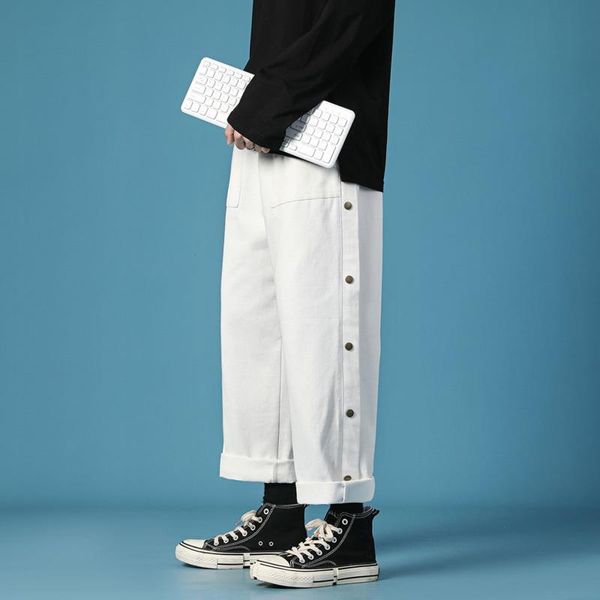 men's pants spring cotton wide-leg fashion button casual men streetwear korean loose hip-hop straight mens trousers, Black
men's pants spring cotton wide-leg fashion button casual men streetwear korean loose hip-hop straight mens trousers, Black