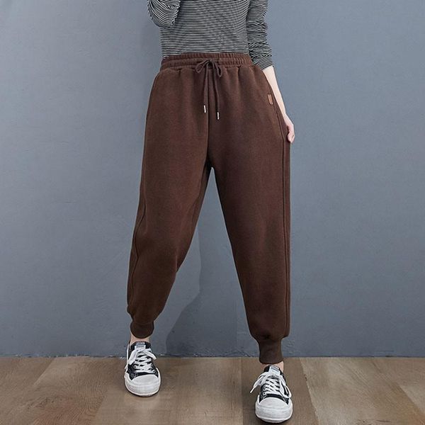 women casual pencil pants 2021 autumn winter simple style vintage solid color elastic waist female thick sweatpants s2304 women's & cap, Black;white
women casual pencil pants 2021 autumn winter simple style vintage solid color elastic waist female thick sweatpants s2304 women's & cap, Black;white