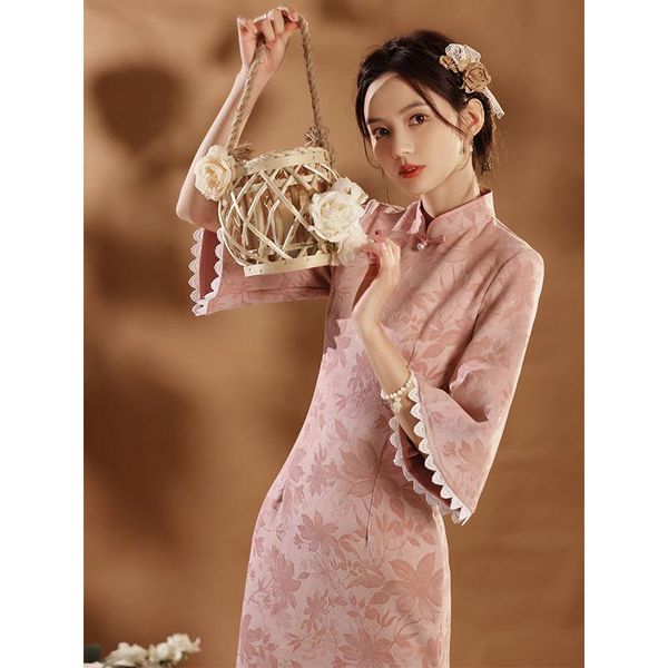 ethnic clothing pink cheongsam improved autumn style 2021 chinese qipao modern young girl elegant dress winter long sleeve, Red
ethnic clothing pink cheongsam improved autumn style 2021 chinese qipao modern young girl elegant dress winter long sleeve, Red