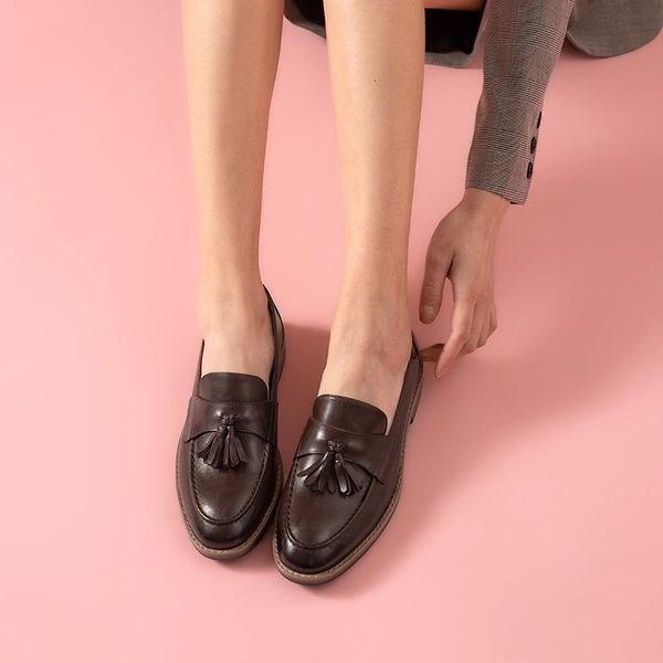 dress shoes loafers women genuine cow leather fringes round toe slip on lady flats spring autumn casual shoes handmade 27261, Black
dress shoes loafers women genuine cow leather fringes round toe slip on lady flats spring autumn casual shoes handmade 27261, Black
