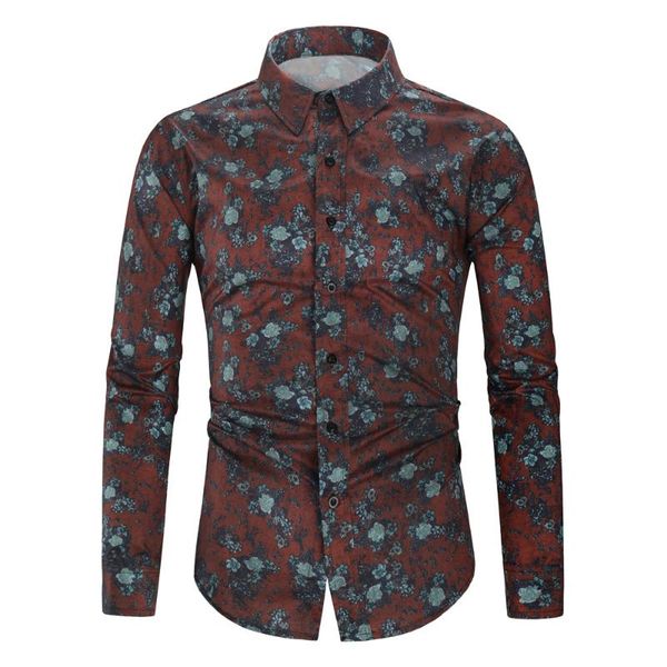 men's long-sleeved shirt lapel single-breasted retro printed cotton polyester blended flowers slim fit male for casual shirts, White;black
men's long-sleeved shirt lapel single-breasted retro printed cotton polyester blended flowers slim fit male for casual shirts, White;black