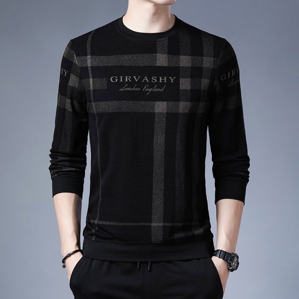 2021 long sved round neck sweater middle-aged trend spring and autumn cloth men's bottomed t-shirt, White;black
2021 long sved round neck sweater middle-aged trend spring and autumn cloth men's bottomed t-shirt, White;black