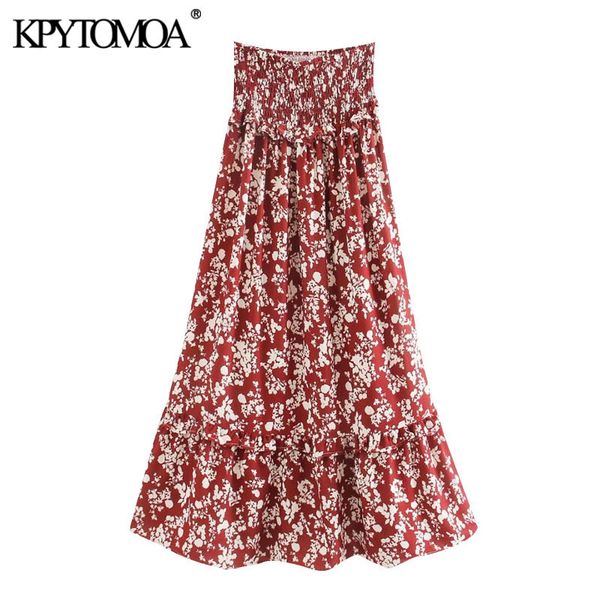 women chic fashion floral print ruffled maxi skirt vintage high elastic waist smocked female skirts faldas mujer 210416, Black
women chic fashion floral print ruffled maxi skirt vintage high elastic waist smocked female skirts faldas mujer 210416, Black