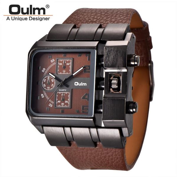 wristwatches design oulm 3364 men's large square dial outdoor analog wrist watch leather band for men, Slivery;brown
wristwatches design oulm 3364 men's large square dial outdoor analog wrist watch leather band for men, Slivery;brown