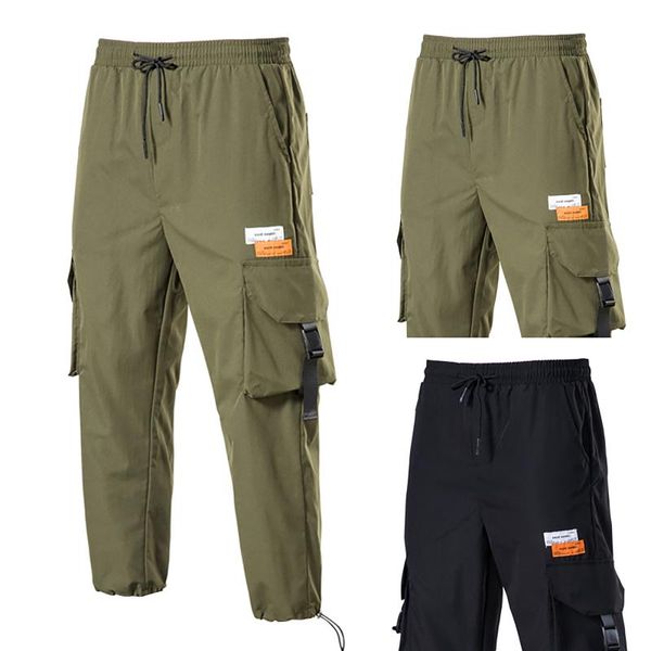 men's pants fashion drawstring pocket straight leg overalls cargo male trousers fitness streetwear, Black
men's pants fashion drawstring pocket straight leg overalls cargo male trousers fitness streetwear, Black