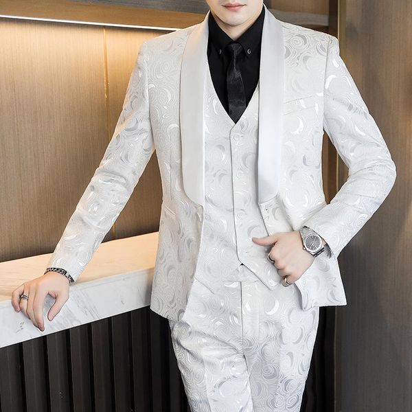 costume homme business party suits men formal groom pattern white jacquard suit slim fit mens tuxedo wedding for men's & blazers, White;black
costume homme business party suits men formal groom pattern white jacquard suit slim fit mens tuxedo wedding for men's & blazers, White;black