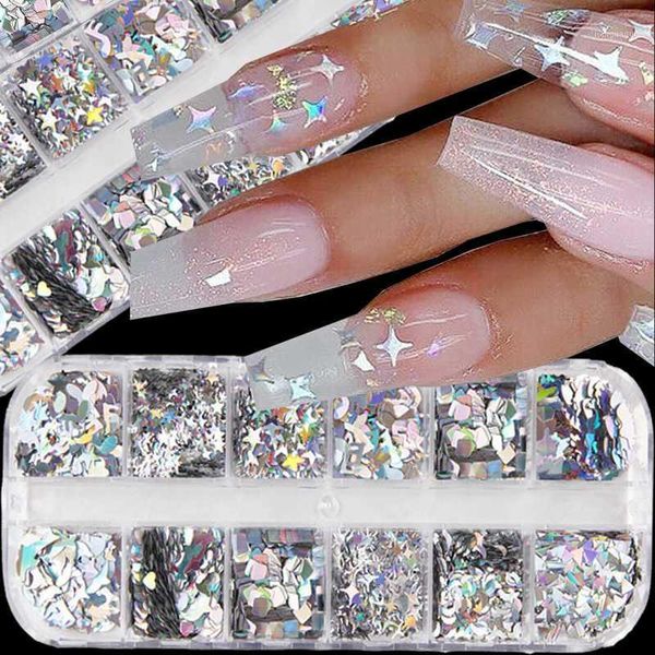 grids/box nail sequins holographic laser flake mixed triangle moon star heart silver irregular art decoration1, Silver;gold
grids/box nail sequins holographic laser flake mixed triangle moon star heart silver irregular art decoration1, Silver;gold