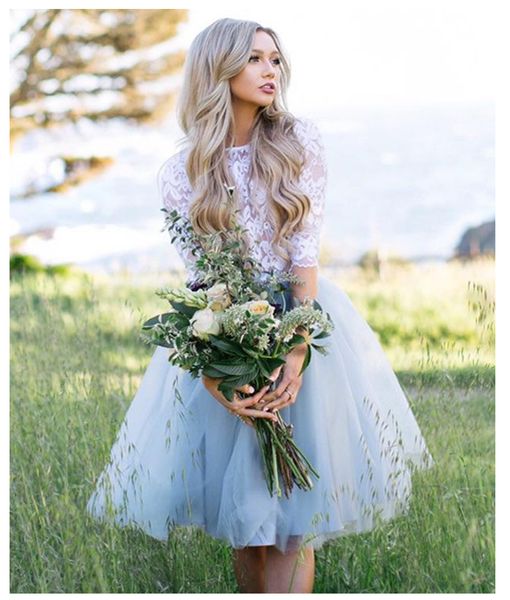 half sleeve a line country wedding dress short 2 pieces knee length bride dresses lace beach informal bridal gowns robe de mariee, White
half sleeve a line country wedding dress short 2 pieces knee length bride dresses lace beach informal bridal gowns robe de mariee, White