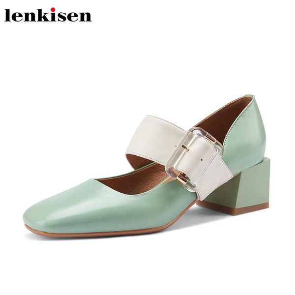 lenkisen genuine leather square toe med heels mixed colors simple style metal decorations buckle straps women pumps l92 dress shoes, Black
lenkisen genuine leather square toe med heels mixed colors simple style metal decorations buckle straps women pumps l92 dress shoes, Black