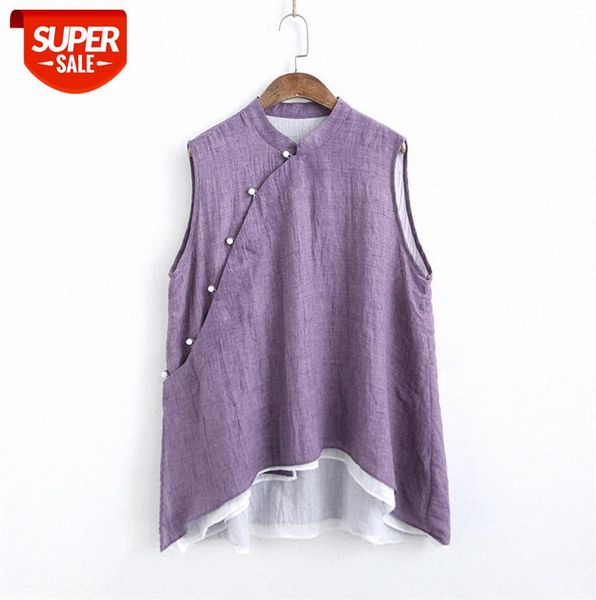 303-44 ethnic style double-layer stand-up collar diagonal bead button sleeveless blouse summer retro irregular zen tea service women #ww2u, Black;gray
303-44 ethnic style double-layer stand-up collar diagonal bead button sleeveless blouse summer retro irregular zen tea service women #ww2u, Black;gray
