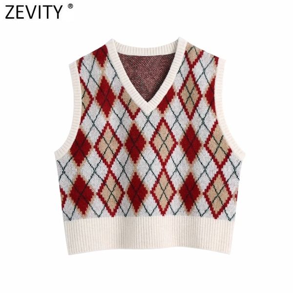 women vintage rhombic pattern knitting sweater female sleeveless casual slim vest chic brand pullovers s607 210416, White;black
women vintage rhombic pattern knitting sweater female sleeveless casual slim vest chic brand pullovers s607 210416, White;black
