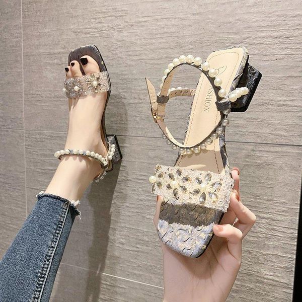 women mid heel sandals shining rhinestones fashion crystal flowers party shoes summer square ankle buckle sandalias dress, Black
women mid heel sandals shining rhinestones fashion crystal flowers party shoes summer square ankle buckle sandalias dress, Black