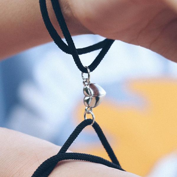link, chain 2pcs good luck magnetic adjustable rope bracelets love heart shaped pendant couple for lover friend handmade gifts, Black
link, chain 2pcs good luck magnetic adjustable rope bracelets love heart shaped pendant couple for lover friend handmade gifts, Black