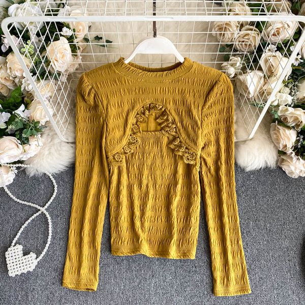 women's blouses & shirts long sleeve shirt round neck hollowed out sweet lace wooden ear slim fit solid color casual blouse q, White
women's blouses & shirts long sleeve shirt round neck hollowed out sweet lace wooden ear slim fit solid color casual blouse q, White