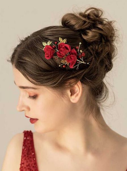 women flower leaves gold headband bridal red flower hair jewelry for wedding and party, Silver
women flower leaves gold headband bridal red flower hair jewelry for wedding and party, Silver