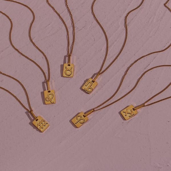 chains trendy zodiac square pendent thin water wave chain stainless steel gold plated tarnish necklace gifts prensents for women, Silver
chains trendy zodiac square pendent thin water wave chain stainless steel gold plated tarnish necklace gifts prensents for women, Silver