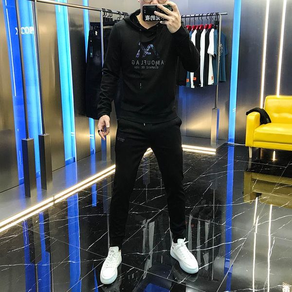 men's tracksuits autumn product 2021 fashion suit personalized letter embroidered hooded long sleeve pants two piece man, Gray
men's tracksuits autumn product 2021 fashion suit personalized letter embroidered hooded long sleeve pants two piece man, Gray