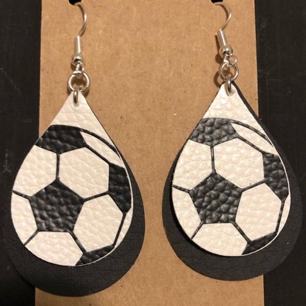 soccer ball earrings faux leather personalized sports fan team mom teardrop light weight three layers stud, Golden;silver
soccer ball earrings faux leather personalized sports fan team mom teardrop light weight three layers stud, Golden;silver