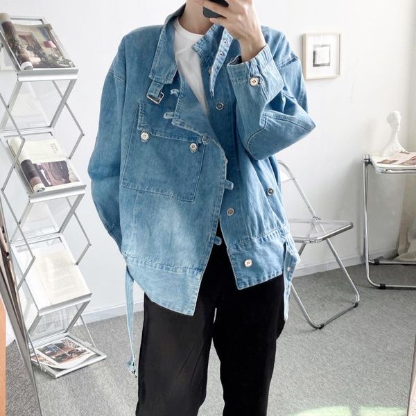 men's vests designer's jeans jacket with an irregular bezel and a big pocket go on the runway, Black;white
men's vests designer's jeans jacket with an irregular bezel and a big pocket go on the runway, Black;white