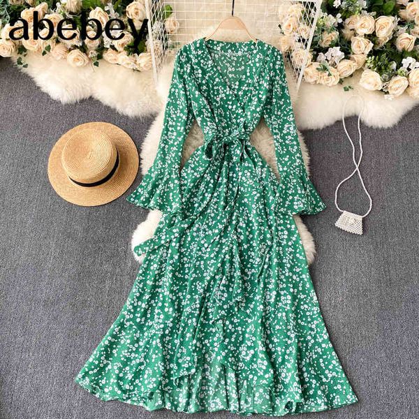 women boho floral maxi dress korean flare sleeve v neck a-line autumn chic irregular ruffles holiday long 210512, Black;gray
women boho floral maxi dress korean flare sleeve v neck a-line autumn chic irregular ruffles holiday long 210512, Black;gray