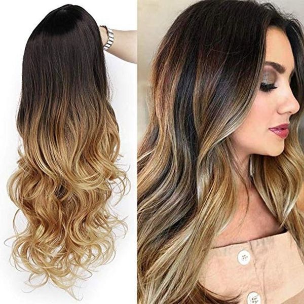 color gradient aisi xuchang large wave women's long curly hair s chemical fiber wig head set22, Black
color gradient aisi xuchang large wave women's long curly hair s chemical fiber wig head set22, Black