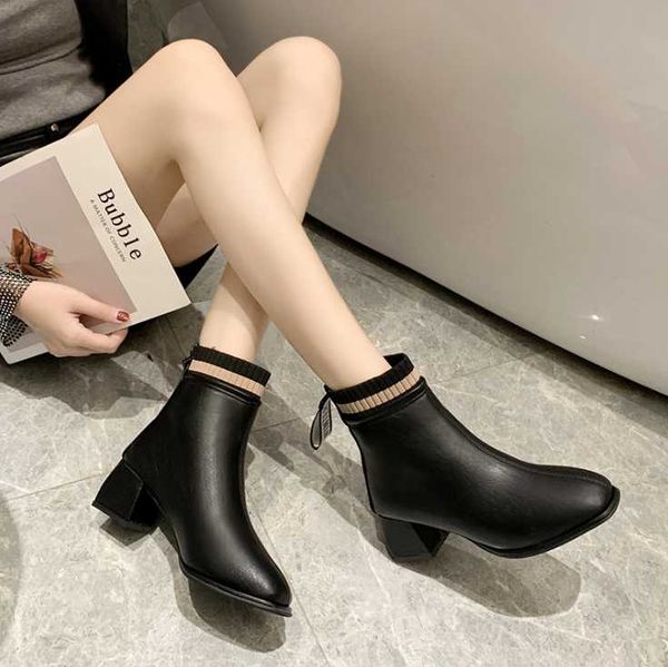 boots simplicity square toe women's with rear zipper high heels leather ladies plus velvet short, Black
boots simplicity square toe women's with rear zipper high heels leather ladies plus velvet short, Black