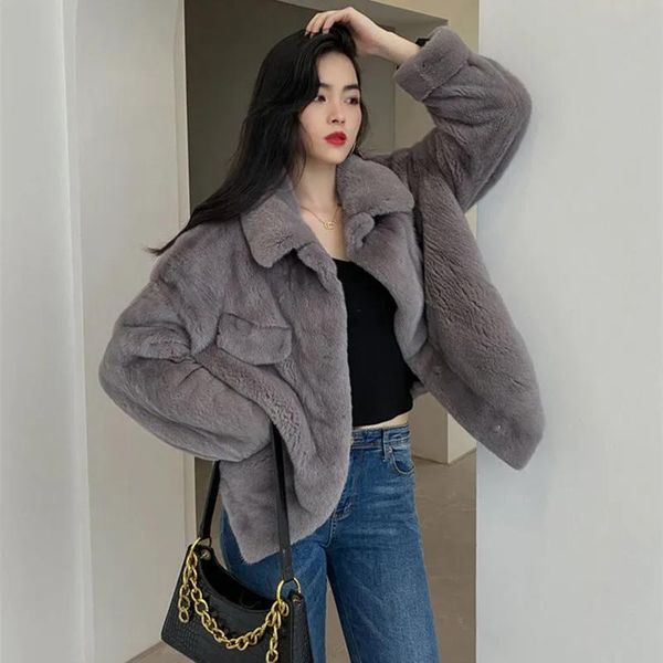 women's fur & faux 2021 winter short jacket women coat korean fashion loose thick warm turn-down collar solid outwear lady, Black
women's fur & faux 2021 winter short jacket women coat korean fashion loose thick warm turn-down collar solid outwear lady, Black
