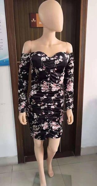 casual dresses celebrity slash neck fashion dress club party elegant, Black;gray